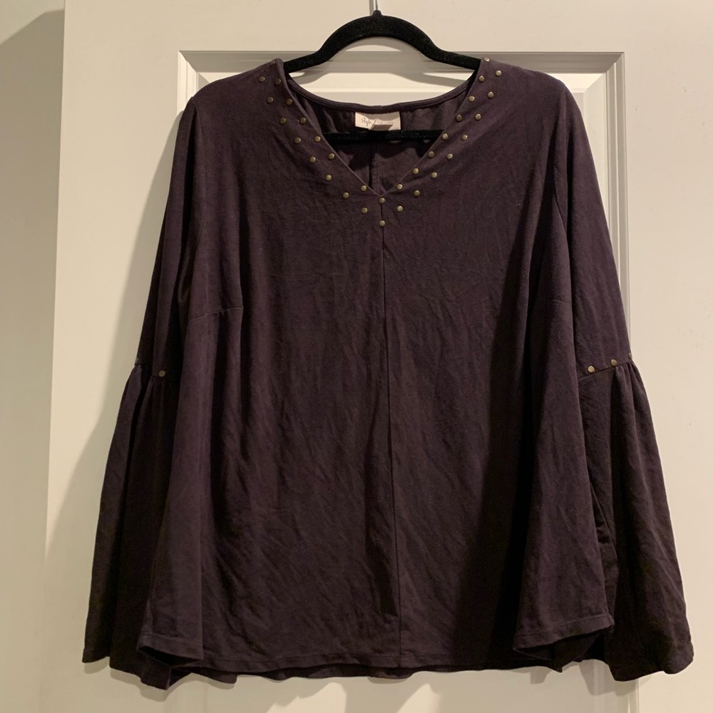 Macy’s Style & Co Plus Size Studded Flare-Sleeve Top
